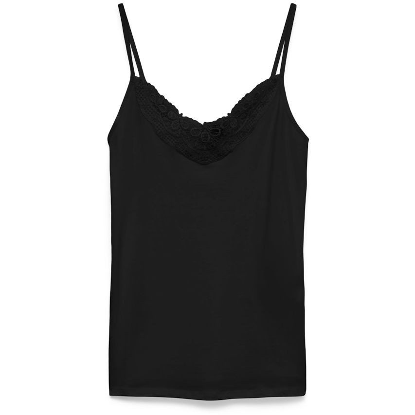 VERO MODA Marškinėliai moterims, Juoda, VMINGE LACE SINGLET 7