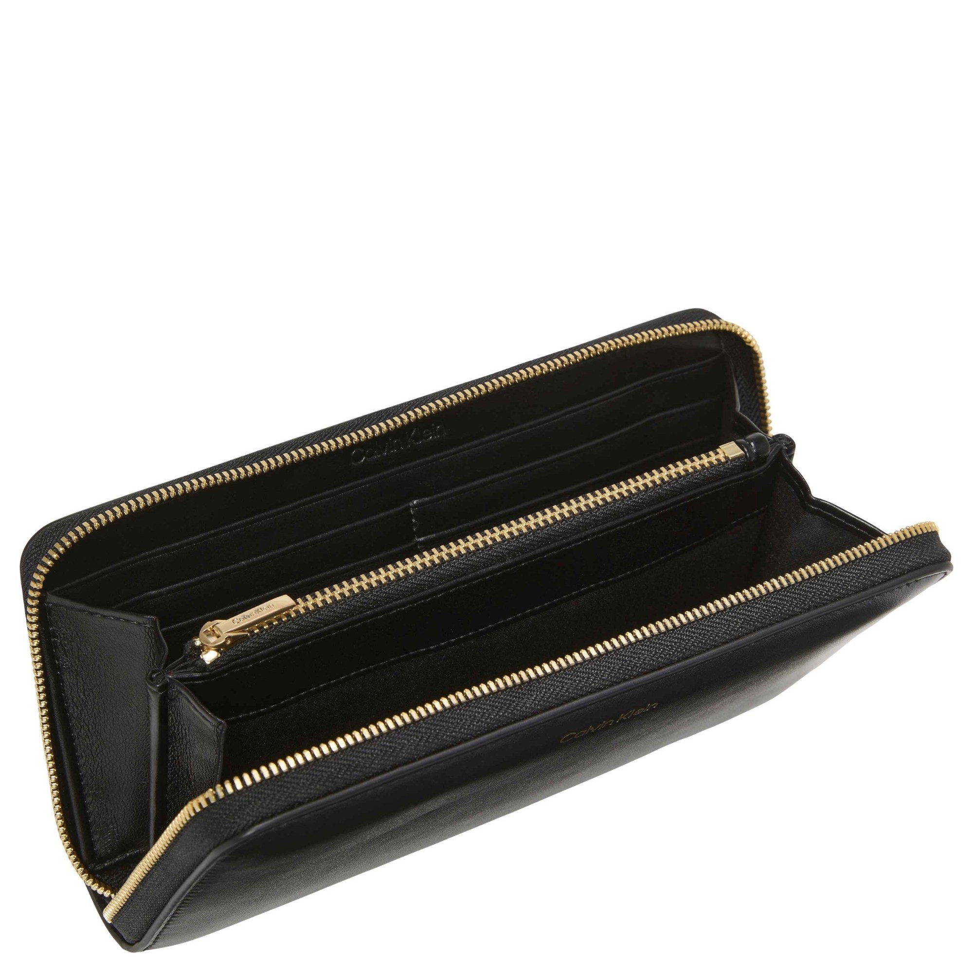 CALVIN KLEIN Piniginė moterims, Juoda, CK large zip around 4