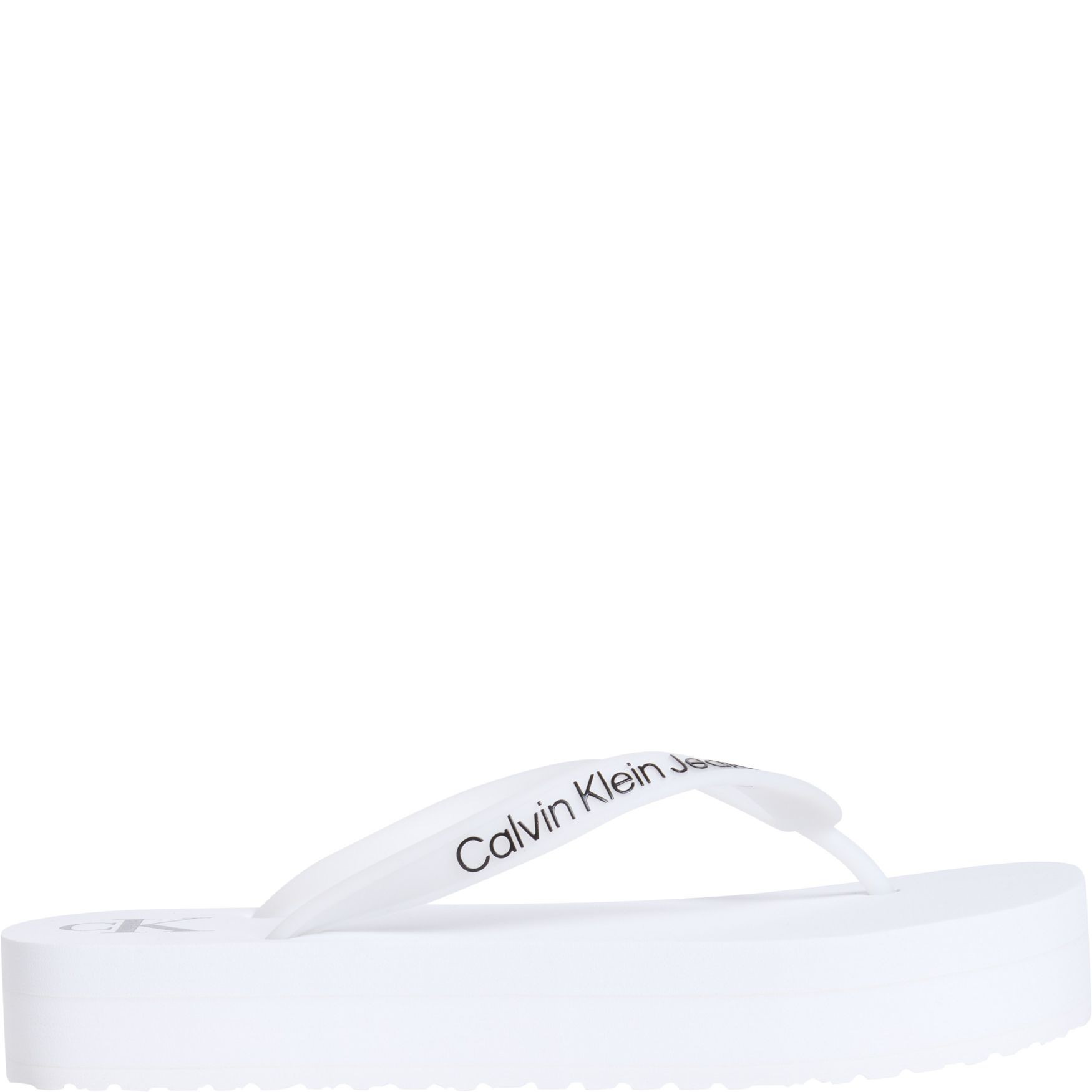 CALVIN KLEIN JEANS Pliažo šlepetės per pirštą moterims, Balta, Beach sandal flatform 2