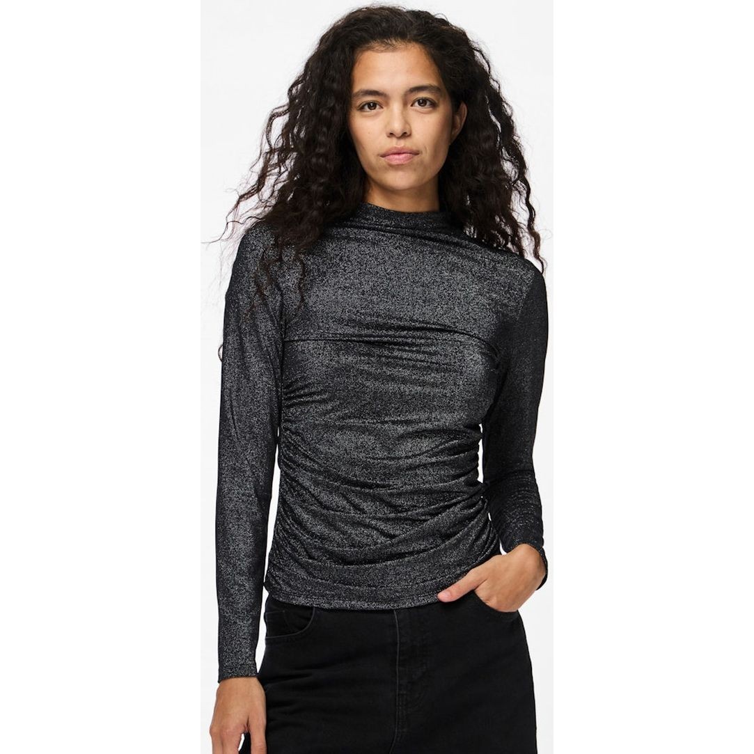 PIECES Palaidinės aukštinta apykakle moterims, Juoda, Monica glitter top 3