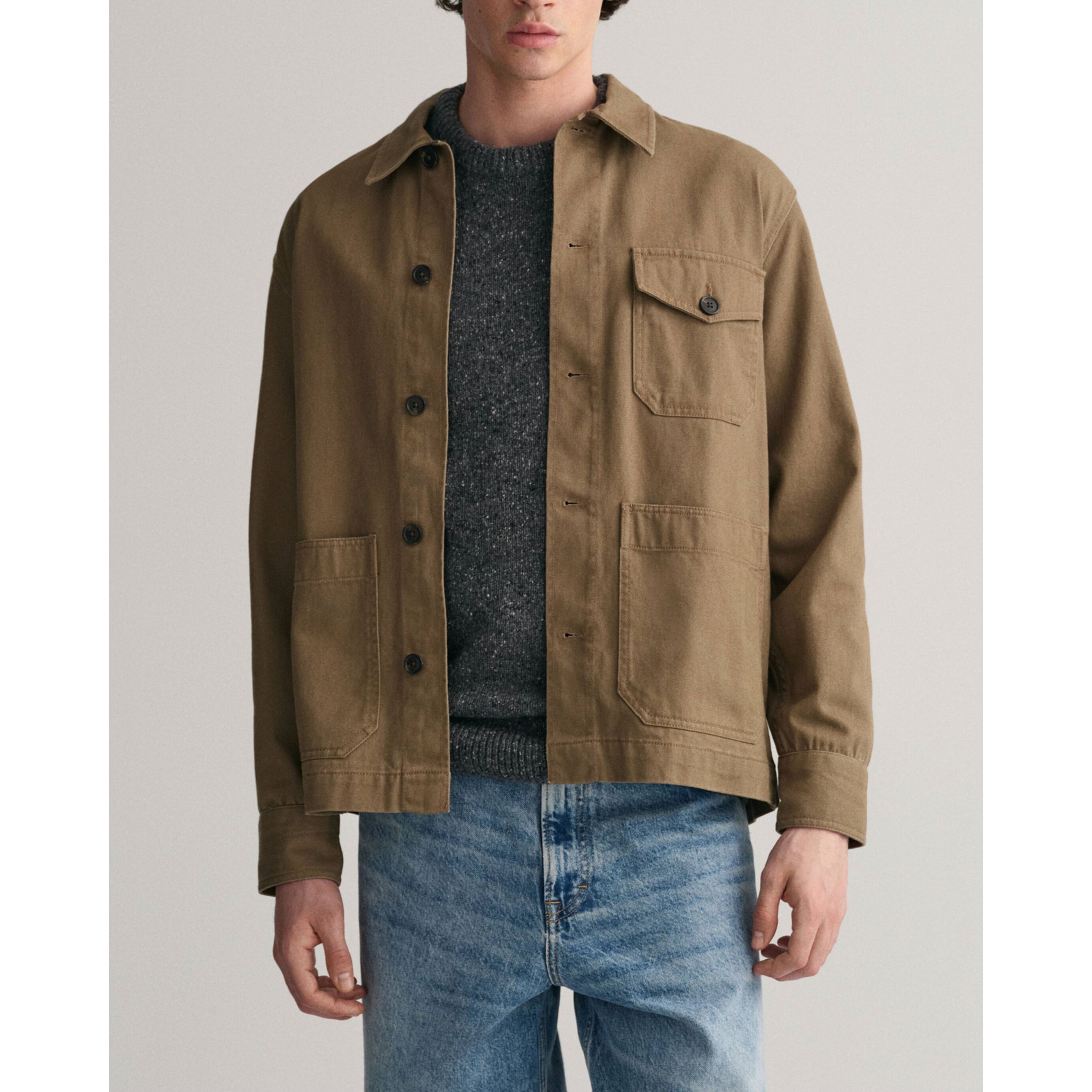GANT Marškiniai vyrams, Ruda, BRUSHED TWILL OVERSHIRT 2