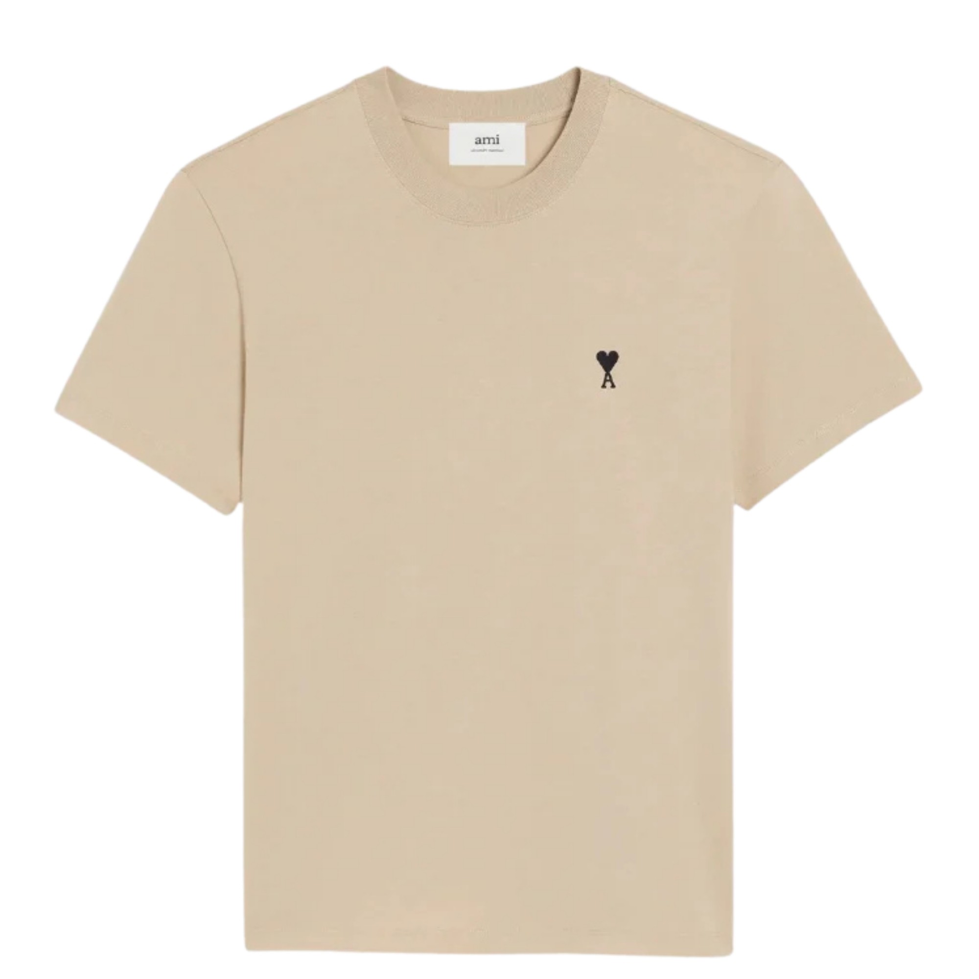 AMI PARIS Marškinėliai trump. rankovėmis moterims, Smėlio, Cropped contrasted adc t shirt 1