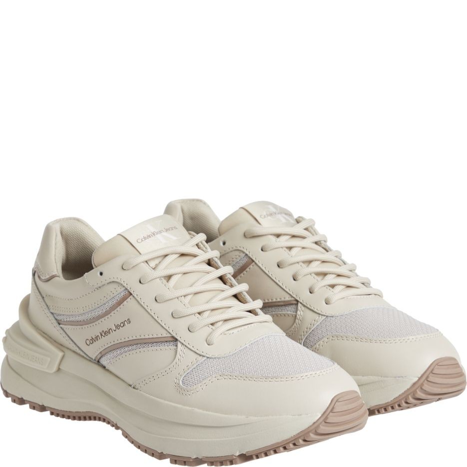 CALVIN KLEIN JEANS Sportiniai bateliai moterims, Smėlio, CHUNKY SNEAKER RIBBON W 2
