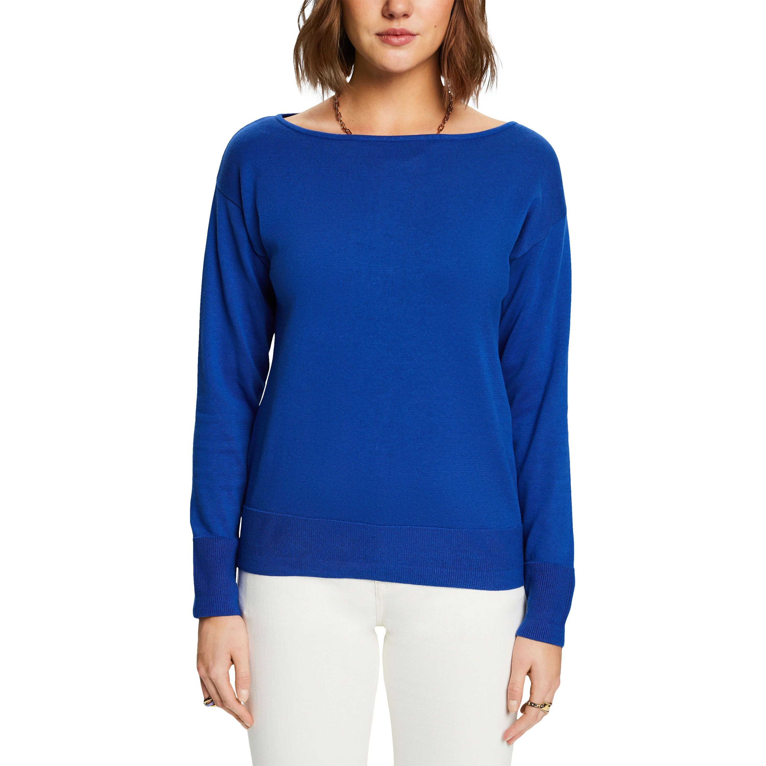 ESPRIT Megztinis moterims, Mėlyna, Boatneck Sweater 2