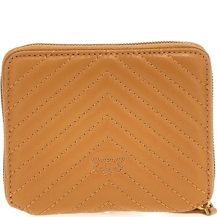 PINKO Piniginė moterims, Ruda, Quilted leather wallet 2