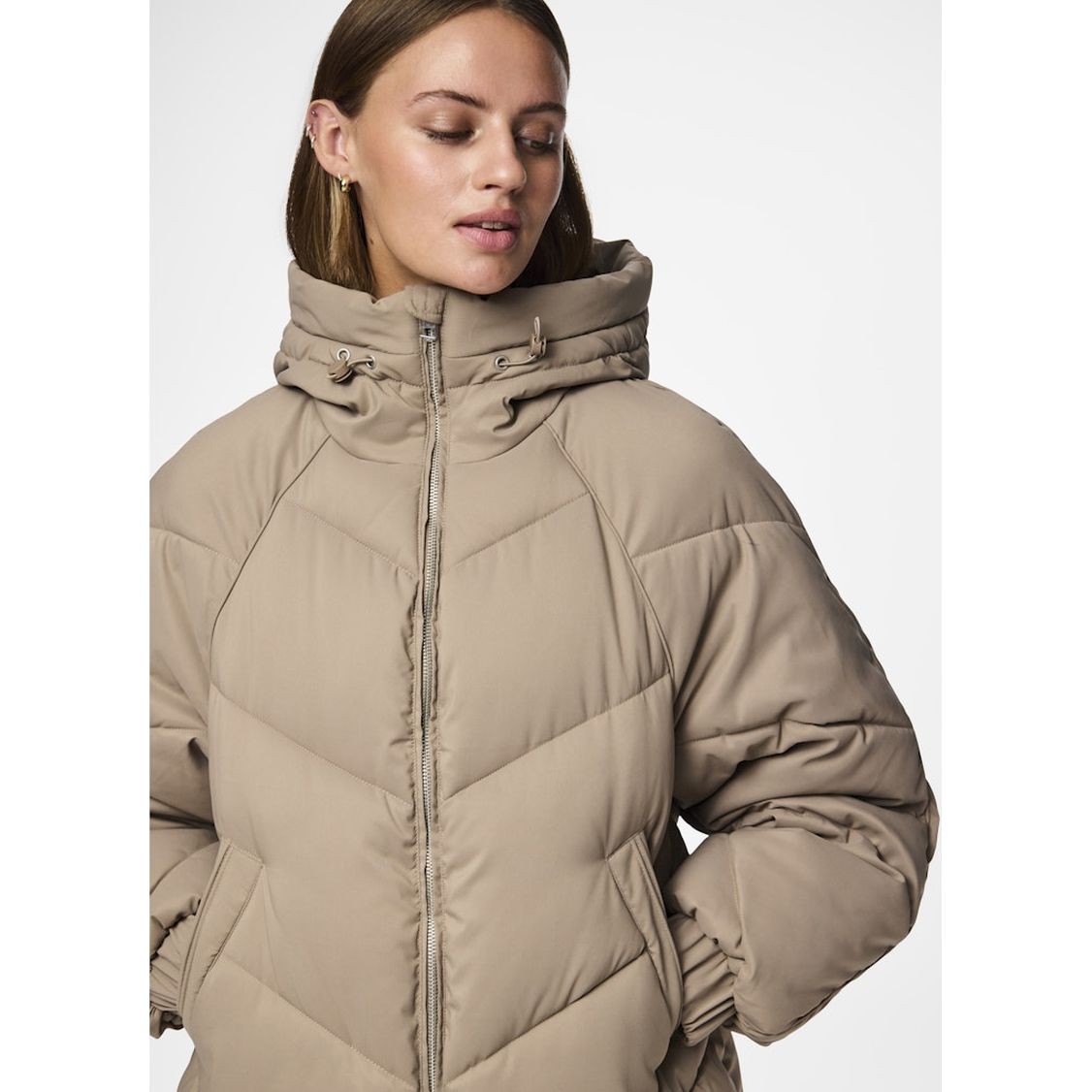 PIECES Pūkinis paltas moterims, Gray, Nocelyn puffer jacket 5