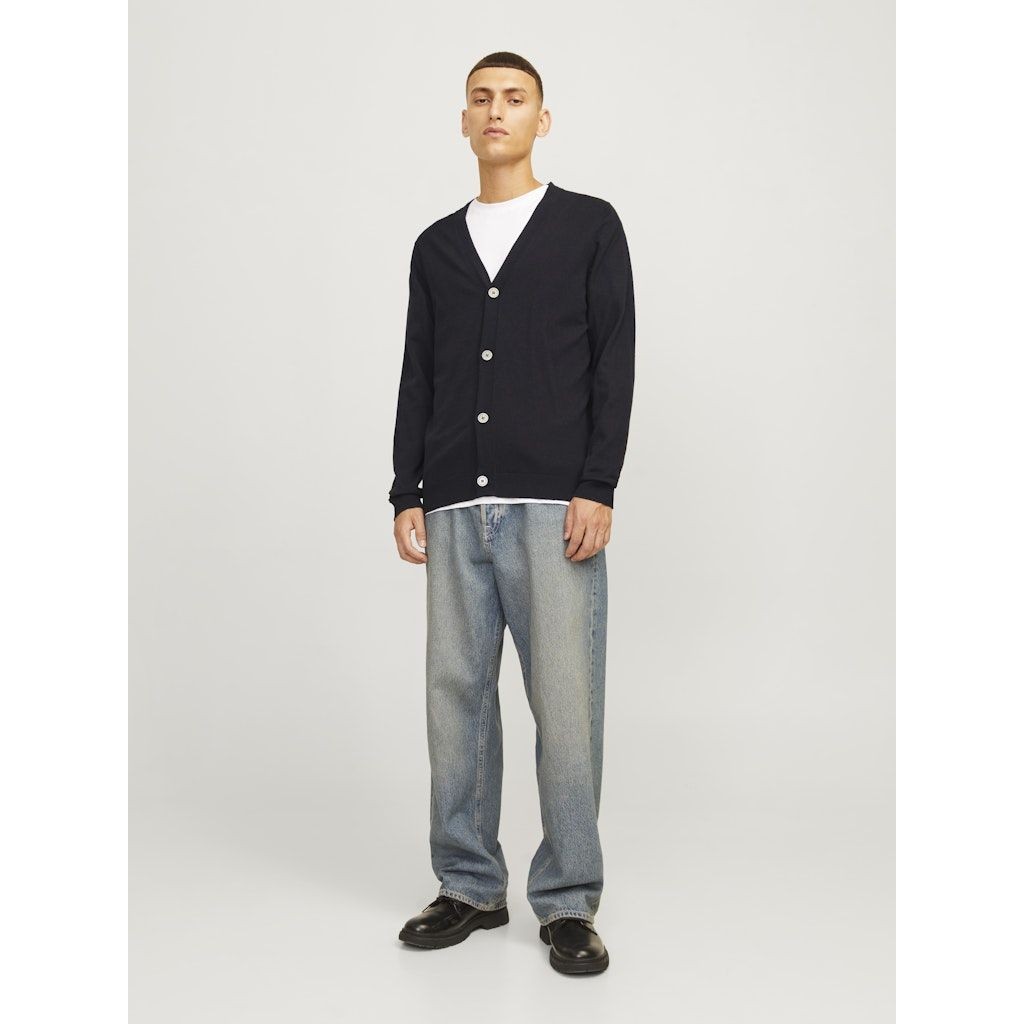 JACK & JONES Kardiganas vyrams, Juoda, Emil knit button cardigan 5