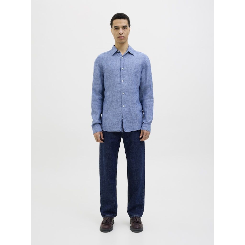 JACK & JONES Marškiniai ilgomis rankovėmis vyrams, Mėlyna, Lawrence linen shirt 7