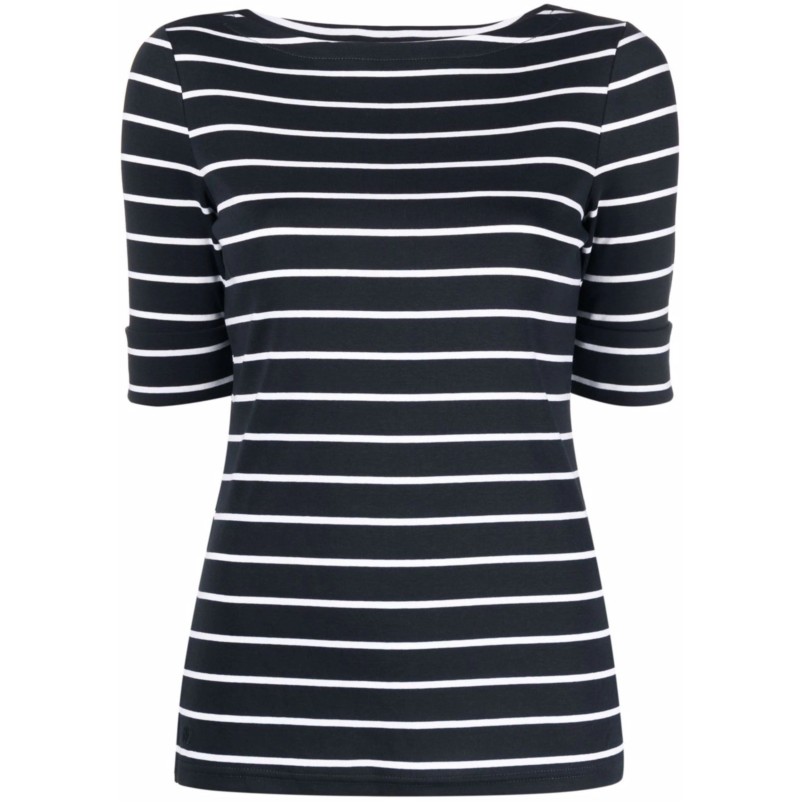 LAUREN RALPH LAUREN Marškiniai trump. rankovėmis moterims, Mėlyna, Striped boatneck top 1