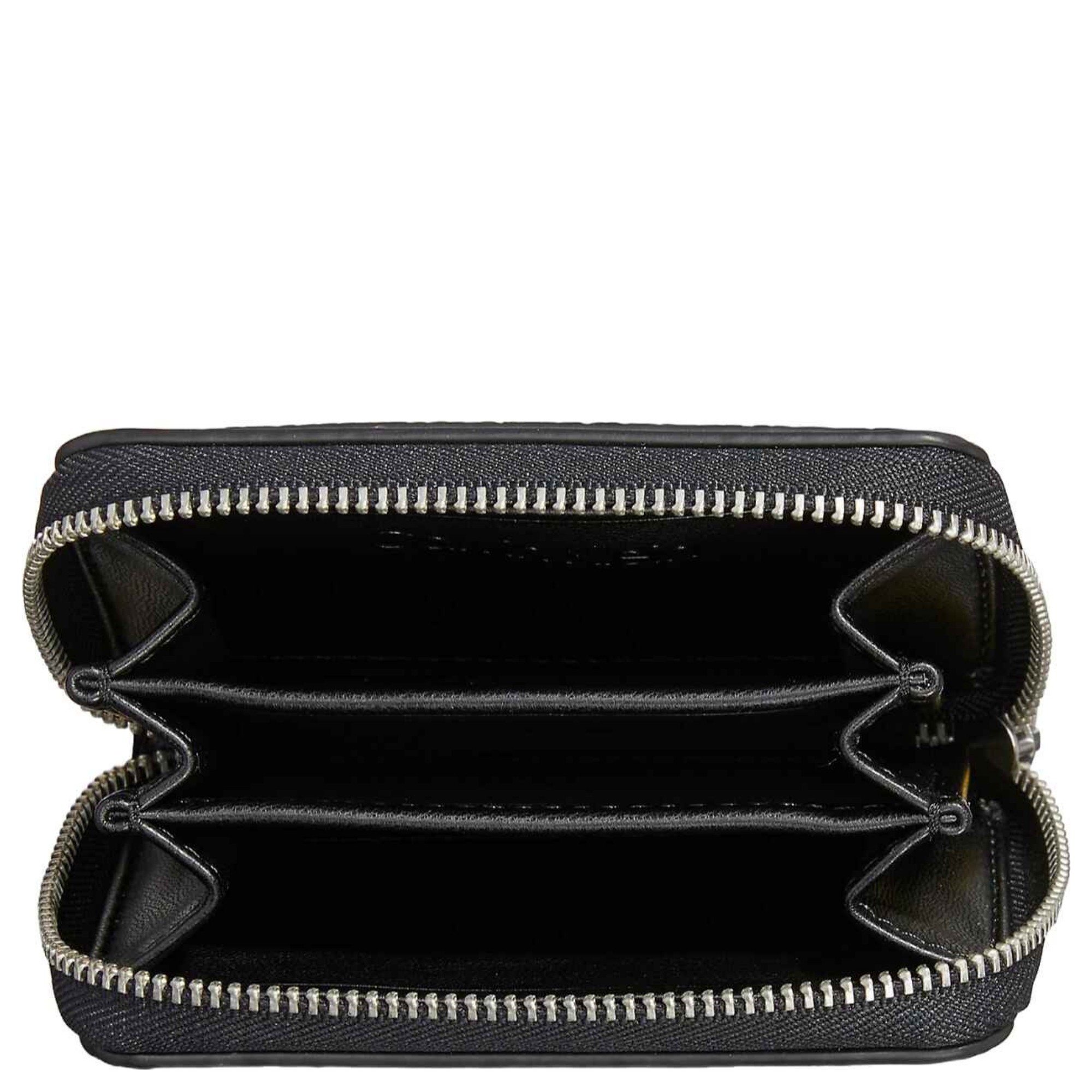 CALVIN KLEIN Piniginė moterims, Juoda, foil logo medium zip around 4