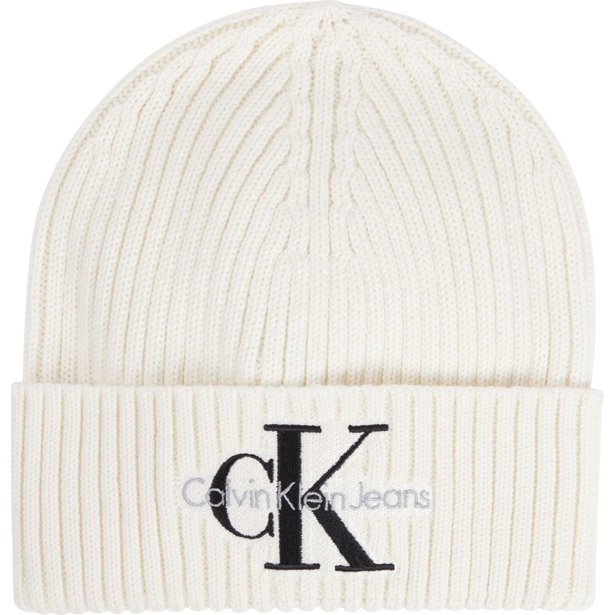 CALVIN KLEIN JEANS Kepurė moterims, Balta, Monogram beanie 1
