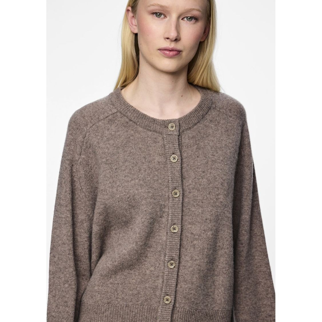 PIECES Kardiganas moterims, Gray, Nalia oneck wool knit cardigan 6