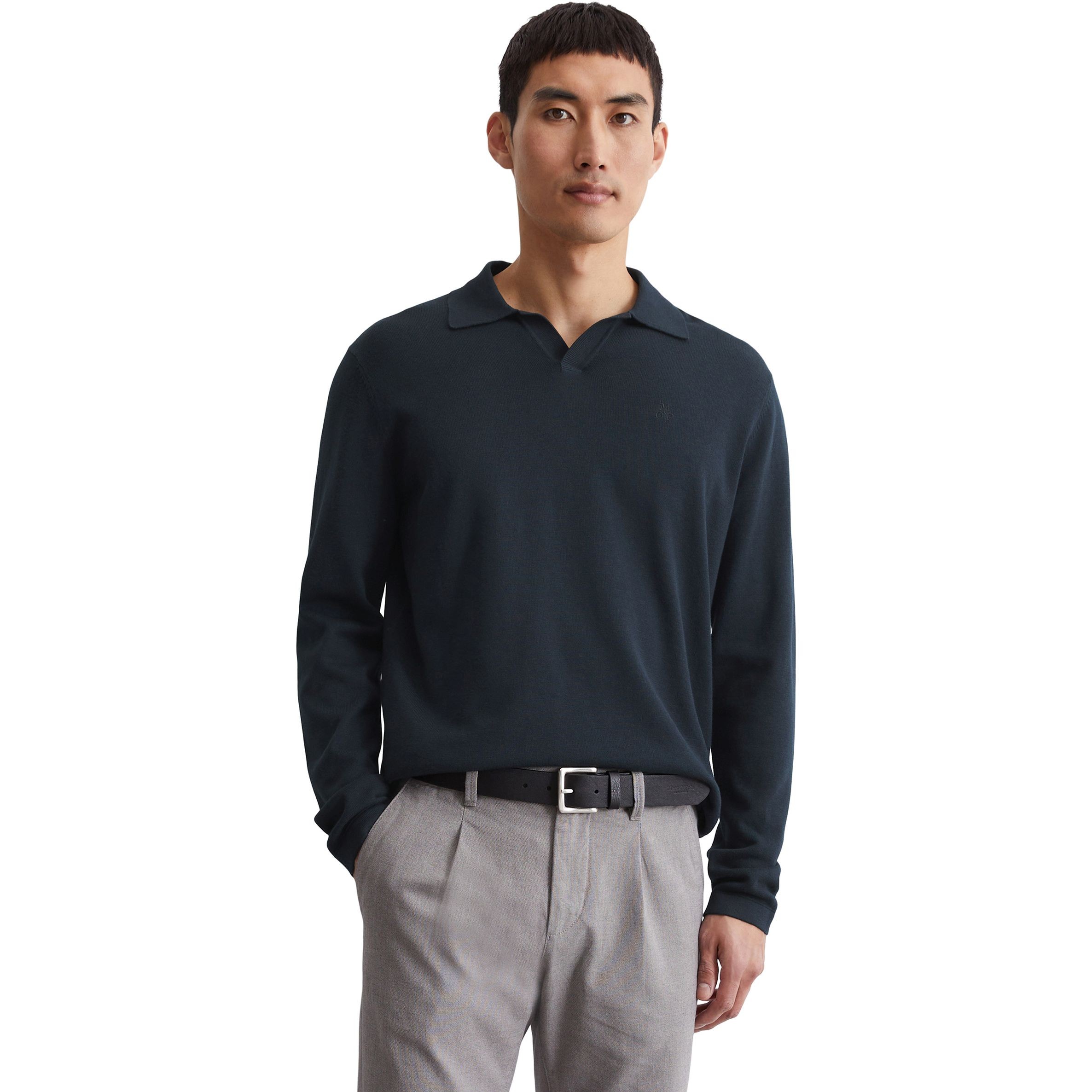 MARC O'POLO Polo marškiniai ilgos rank. vyrams, Mėlyna, Polo long 428513560320 2