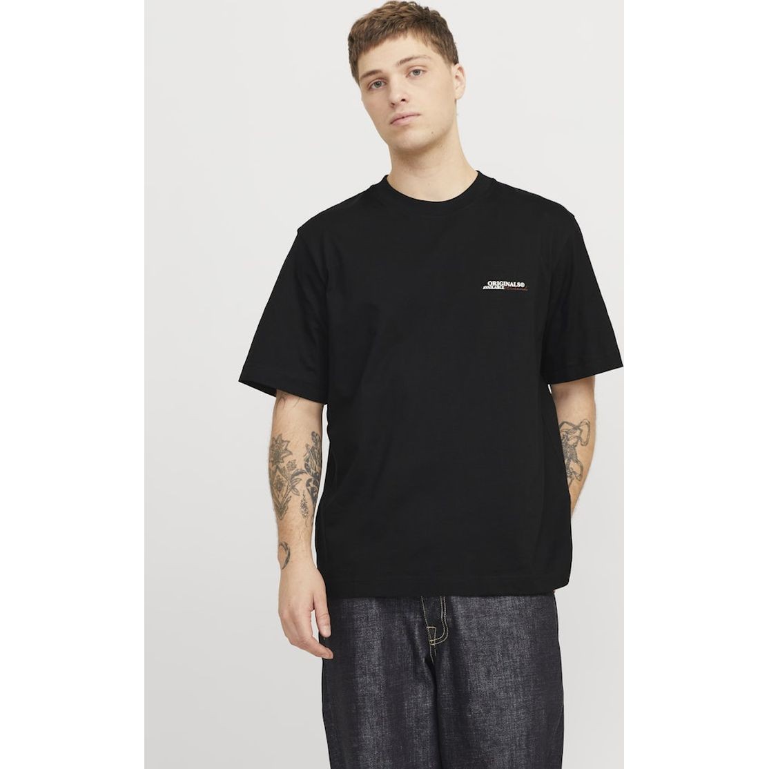 JACK & JONES Marškinėliai vyrams, Juoda, Islington type tee 3