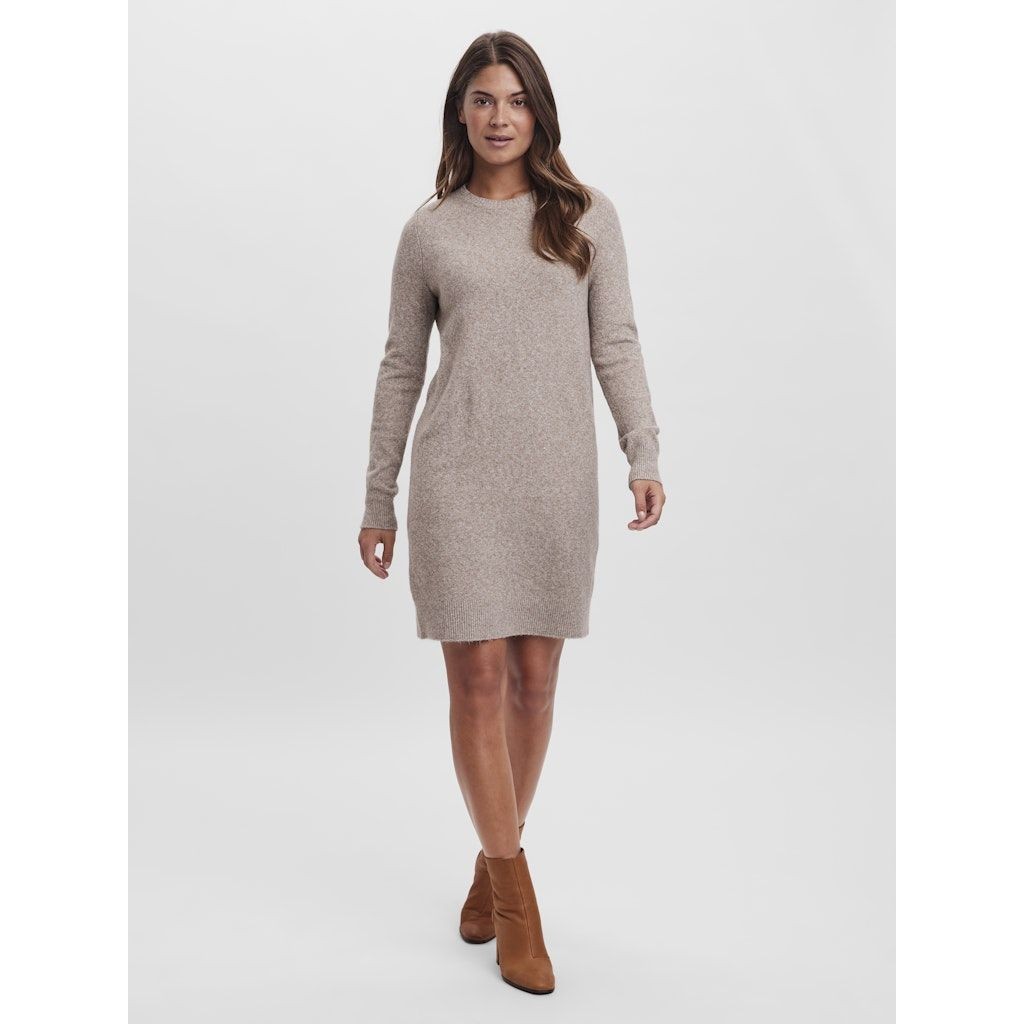 VERO MODA Megzta suknelė moterims, Smėlio, Doffy o-neck dress 6