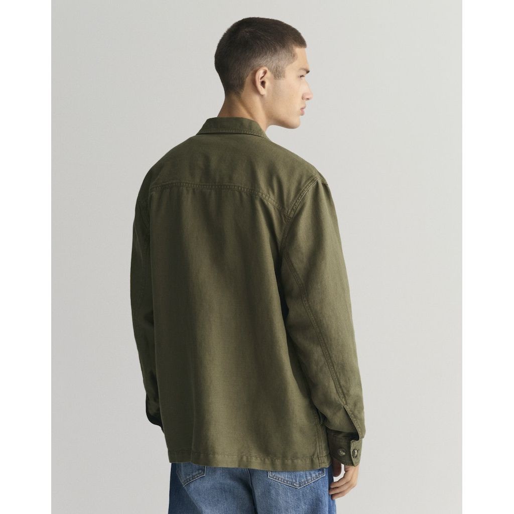 GANT Marškiniai vyrams, Žalia, TWILL OVERSHIRT 3