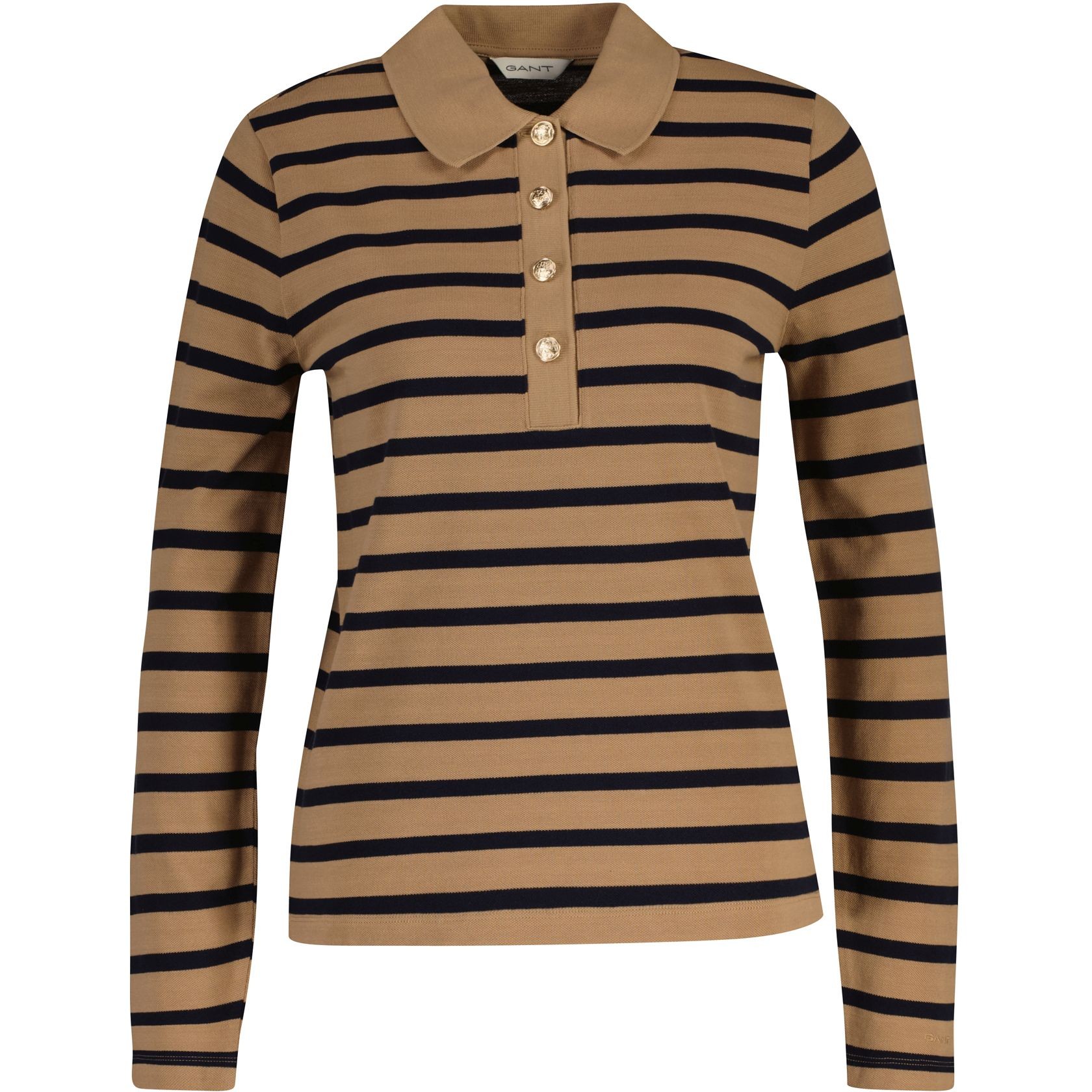 GANT Polo marškiniai ilgos rank. moterims, Chaki, reg breton striped ls pique 1