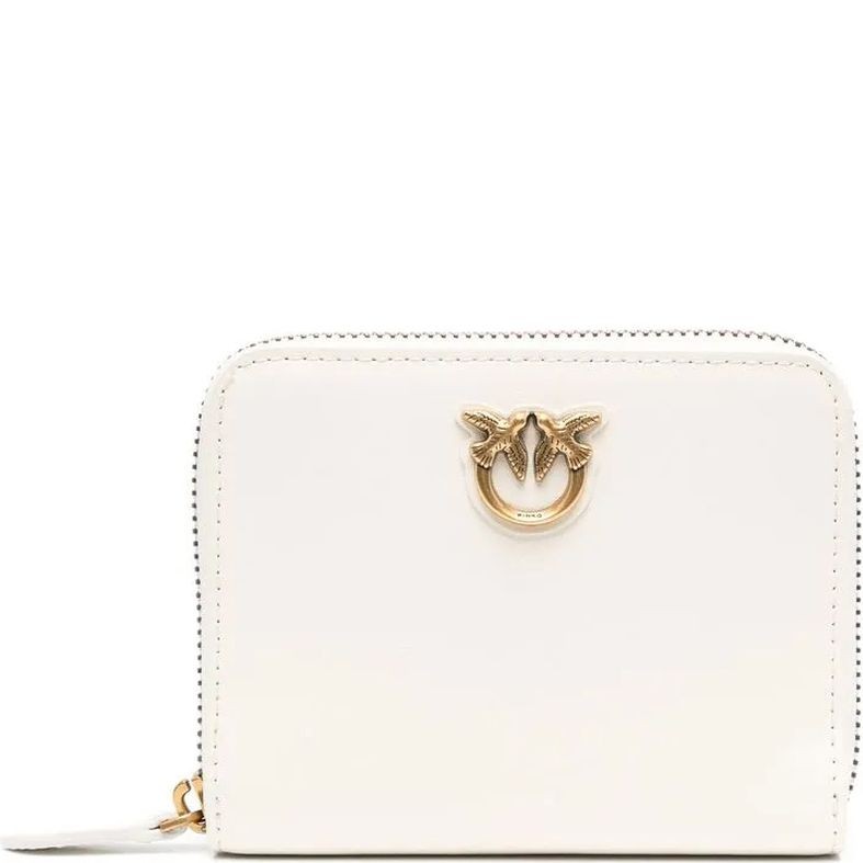 PINKO Piniginė moterims, Balta, Logo-plaque leather wallet 1