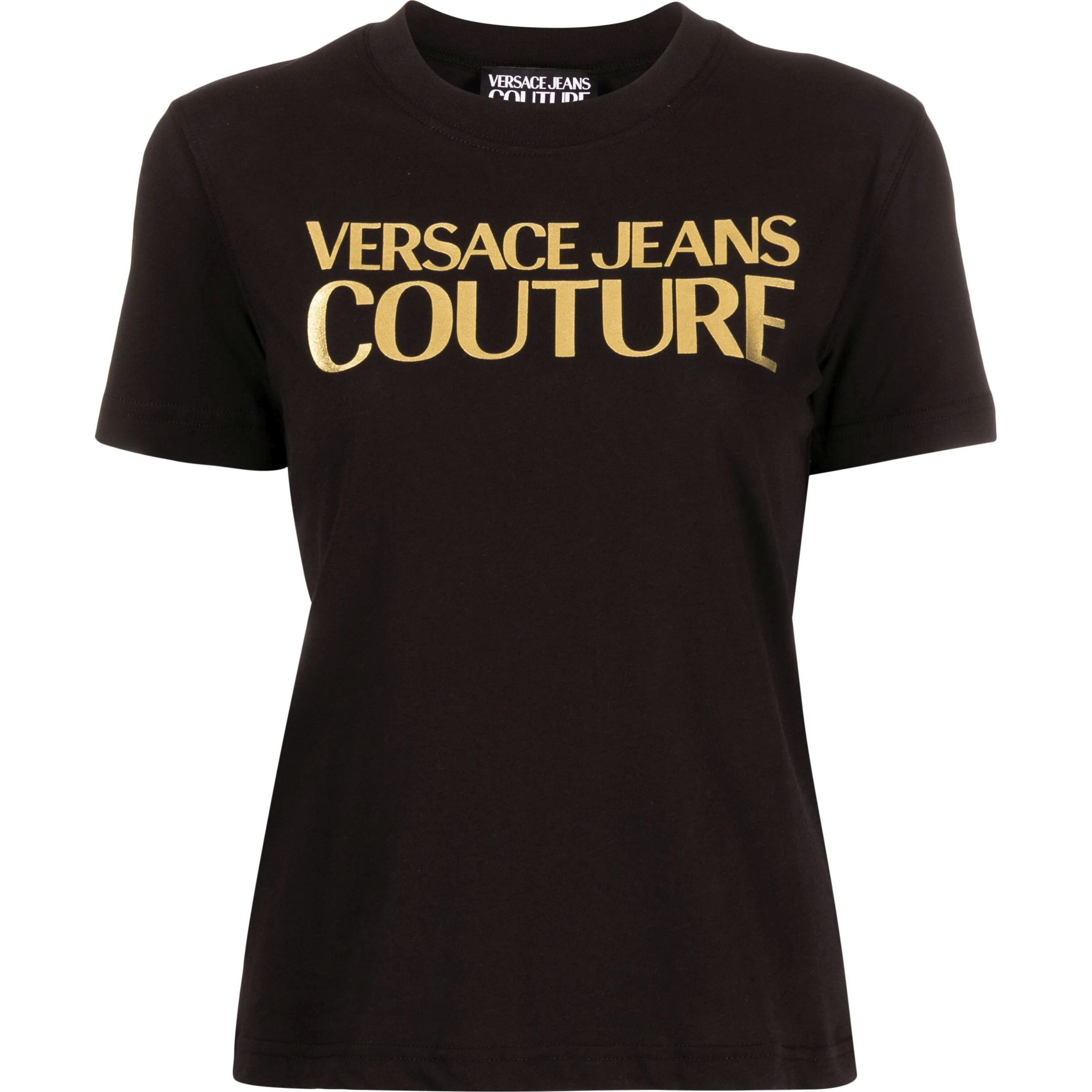 VERSACE JEANS CUTURE Marškinėliai trump. rankovėmis moterims, Juoda, Logo-print cotton t-shirt