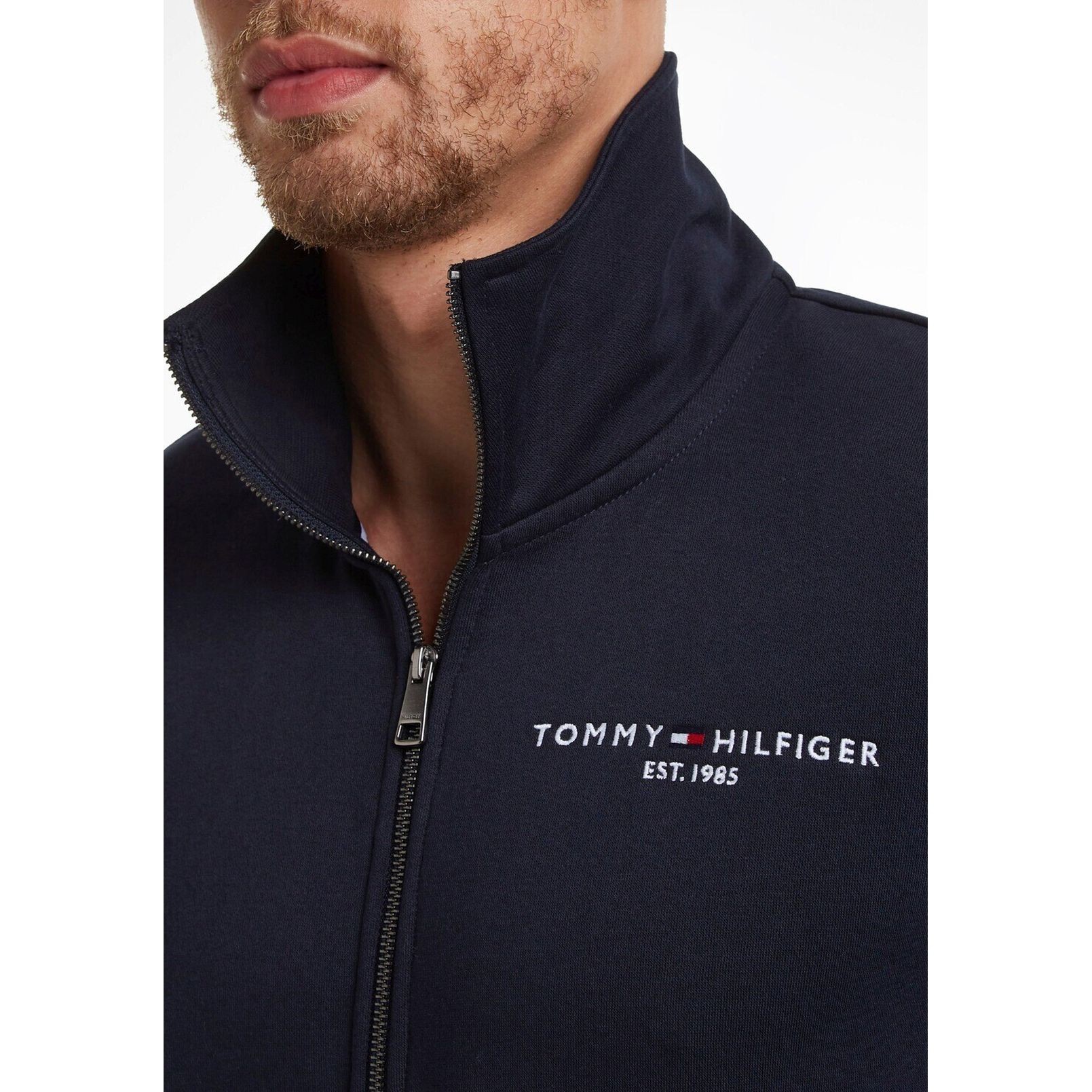 TOMMY HILFIGER Sportinis nertinis vyrams, Juoda, Logo zip thru stand collar 4