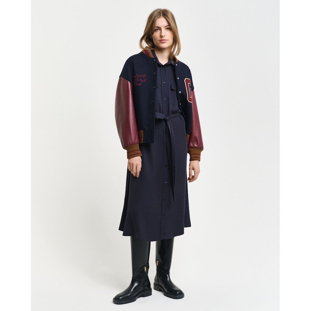 GANT Midi suknelė moterims, Mėlyna, Reg pocket shirt dress 5