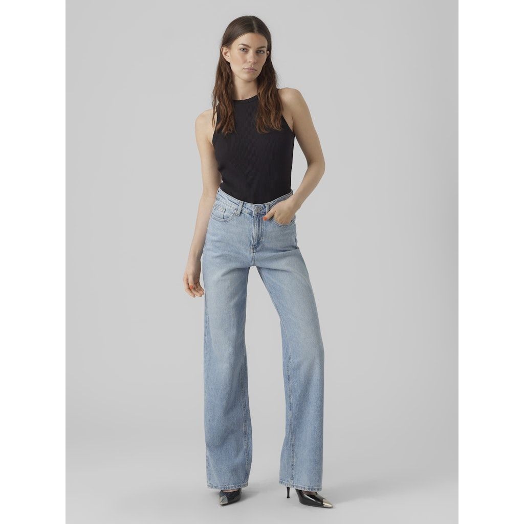 VERO MODA Platūs džinsai moterims, Mėlyna, VMTESSA HR WIDE JEAN 3