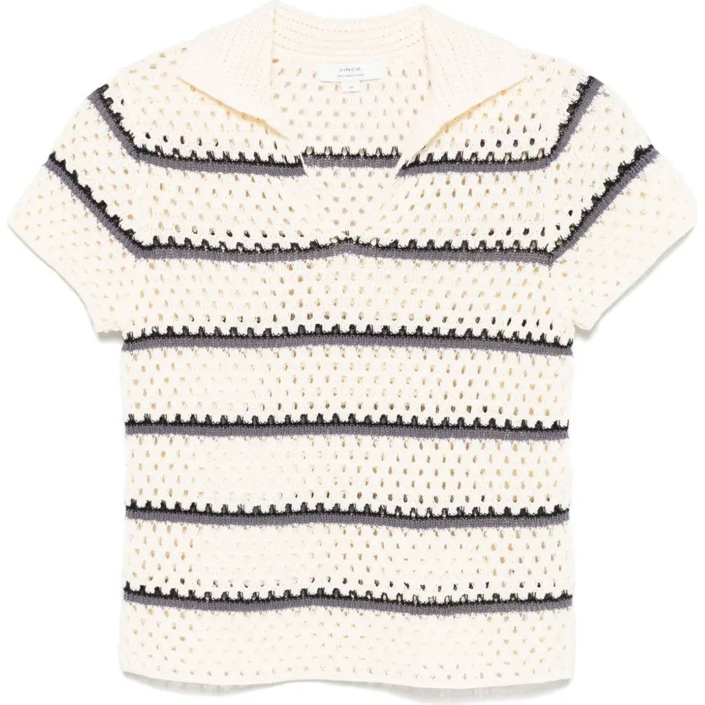 VINCE Polo marškiniai trumpos rank. moterims, Marga, Macrame stripe henley