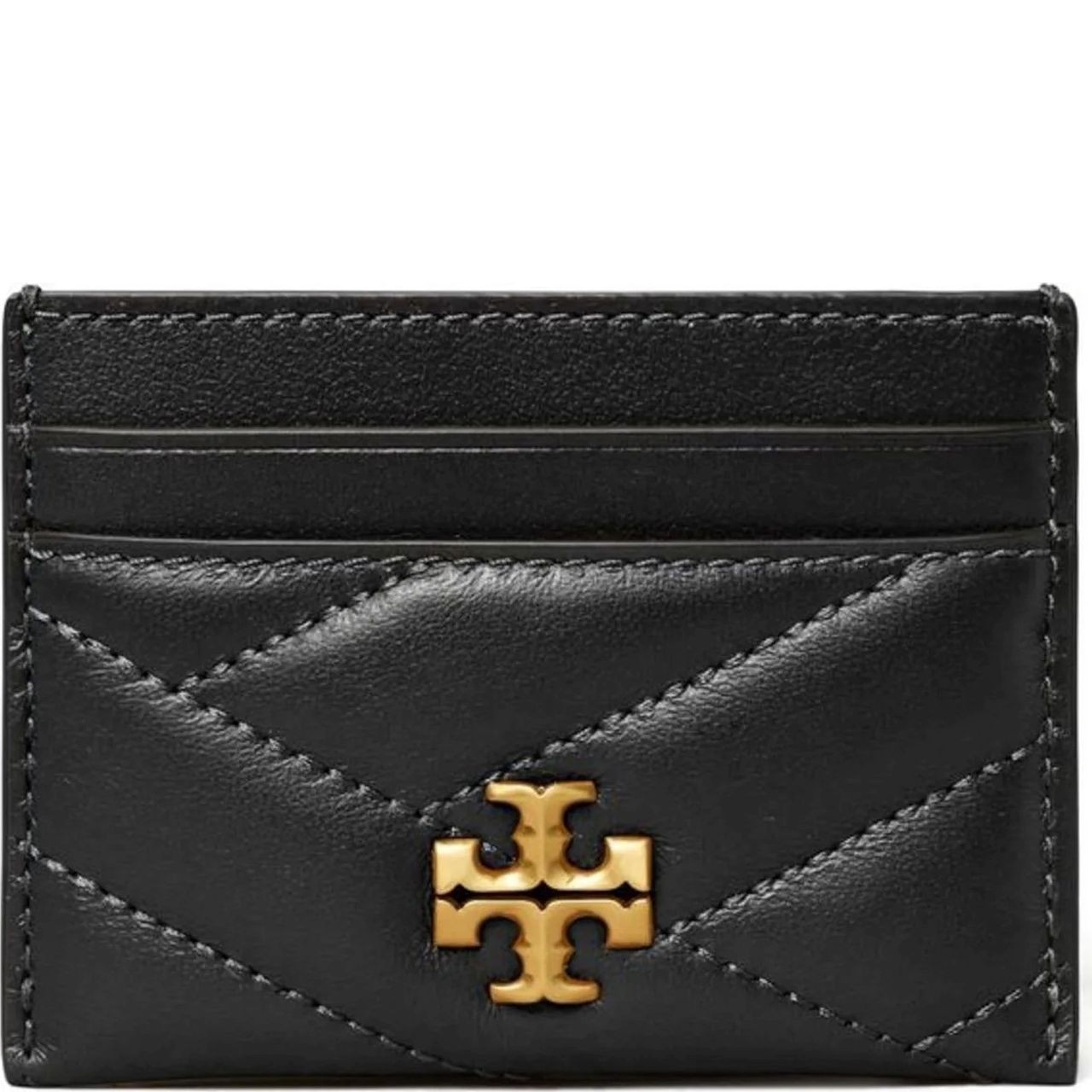 TORY BURCH Piniginė moterims, Juoda, Kira chevron card case 1