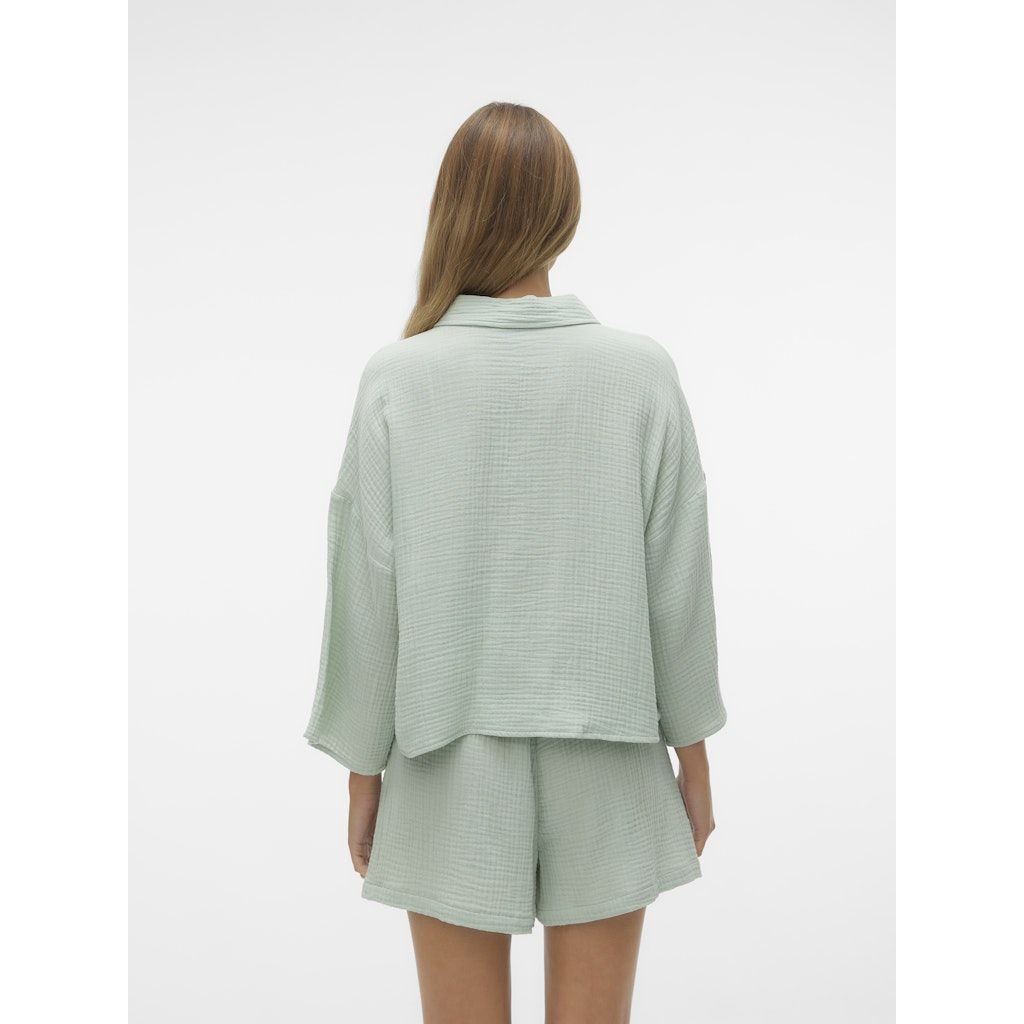 VERO MODA Marškiniai ilgomis rankovėmis moterims, Žalia, Natali crop shirt 2