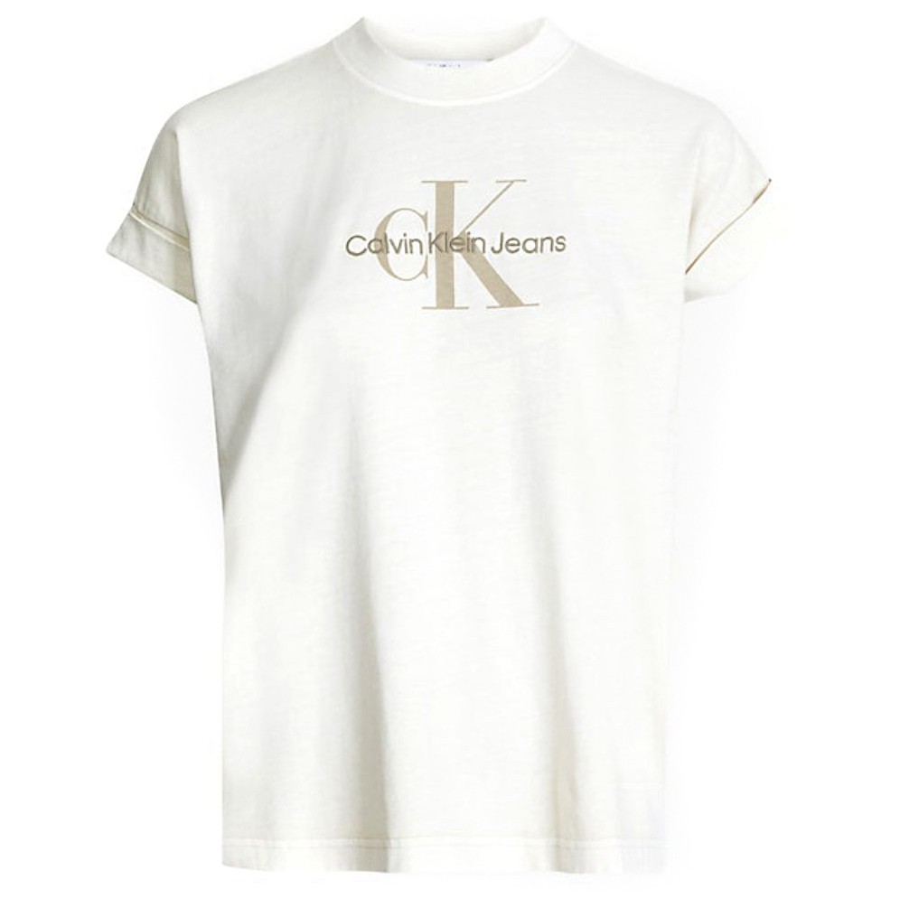 CALVIN KLEIN JEANS Marškinėliai trump. rankovėmis moterims, Smėlio, Mineral dye tee 1