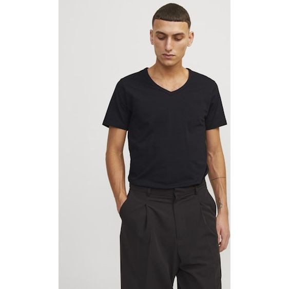 JACK & JONES Marškinėliai vyrams, Juoda, JJEBASIC V-NECK TEE 2