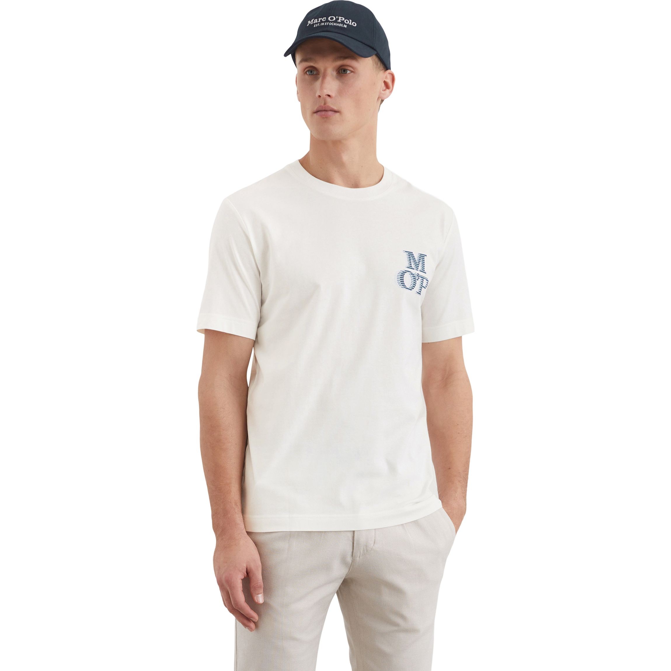 MARC O'POLO Marškinėliai trump. rankovėmis vyrams, Balta, Tshirts sh 522201251232 2