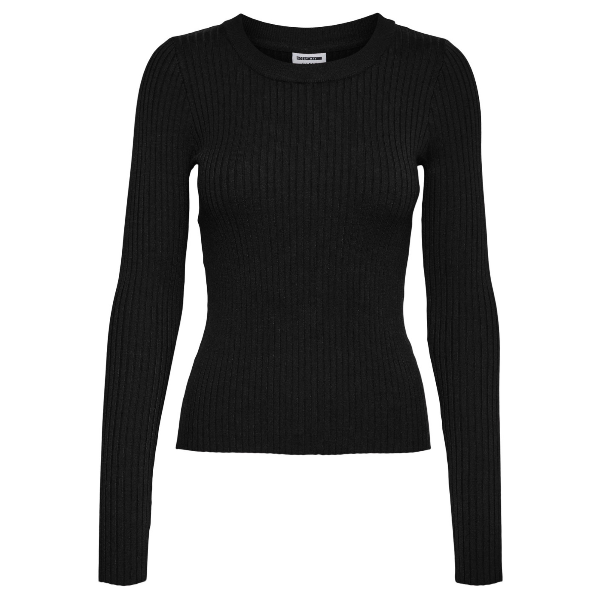 NOISY MAY Megztinis moterims, Juoda, NMSHIP L/S O-NECK RIB