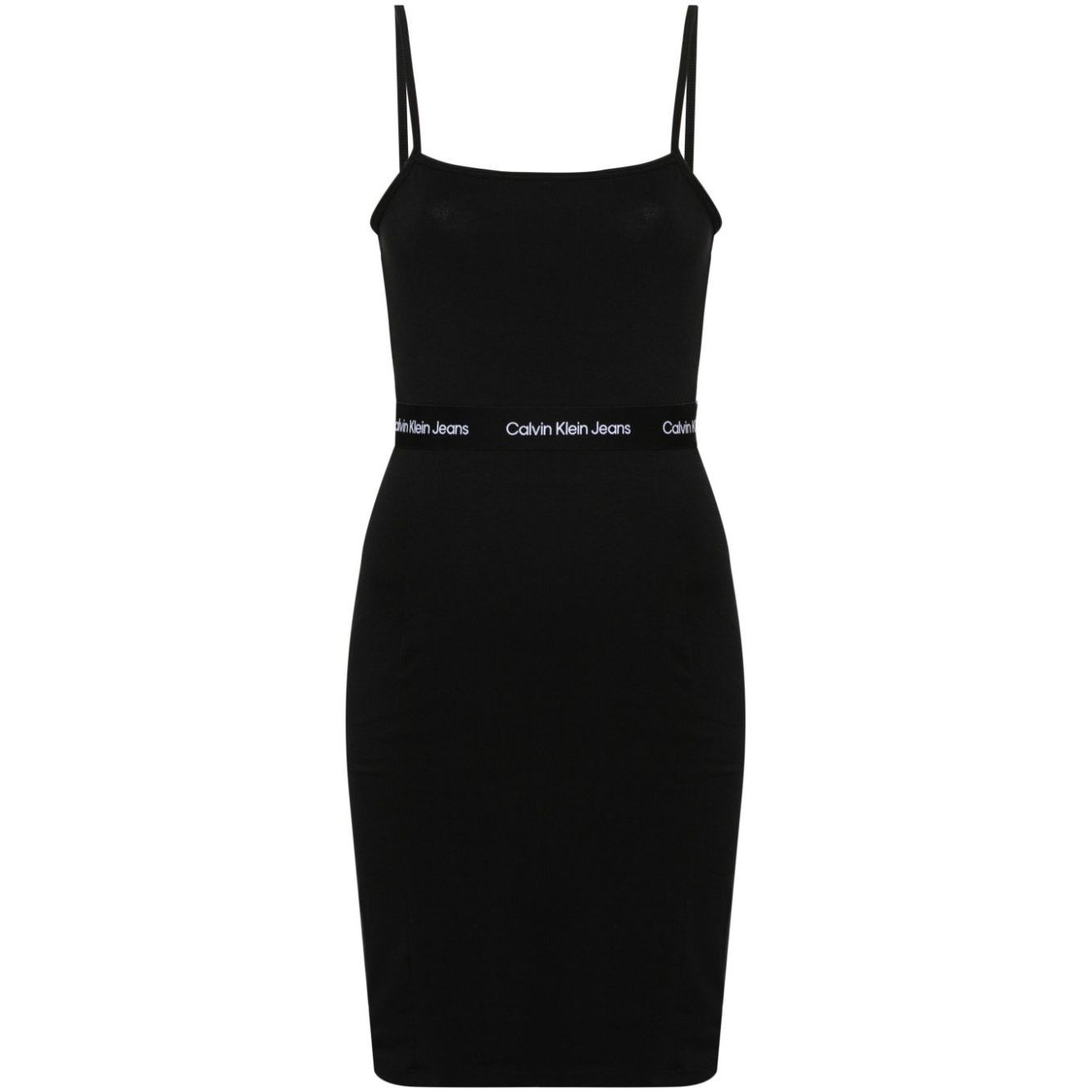 CALVIN KLEIN JEANS Midi suknelė moterims, Juoda, Logo tape strappy dress
