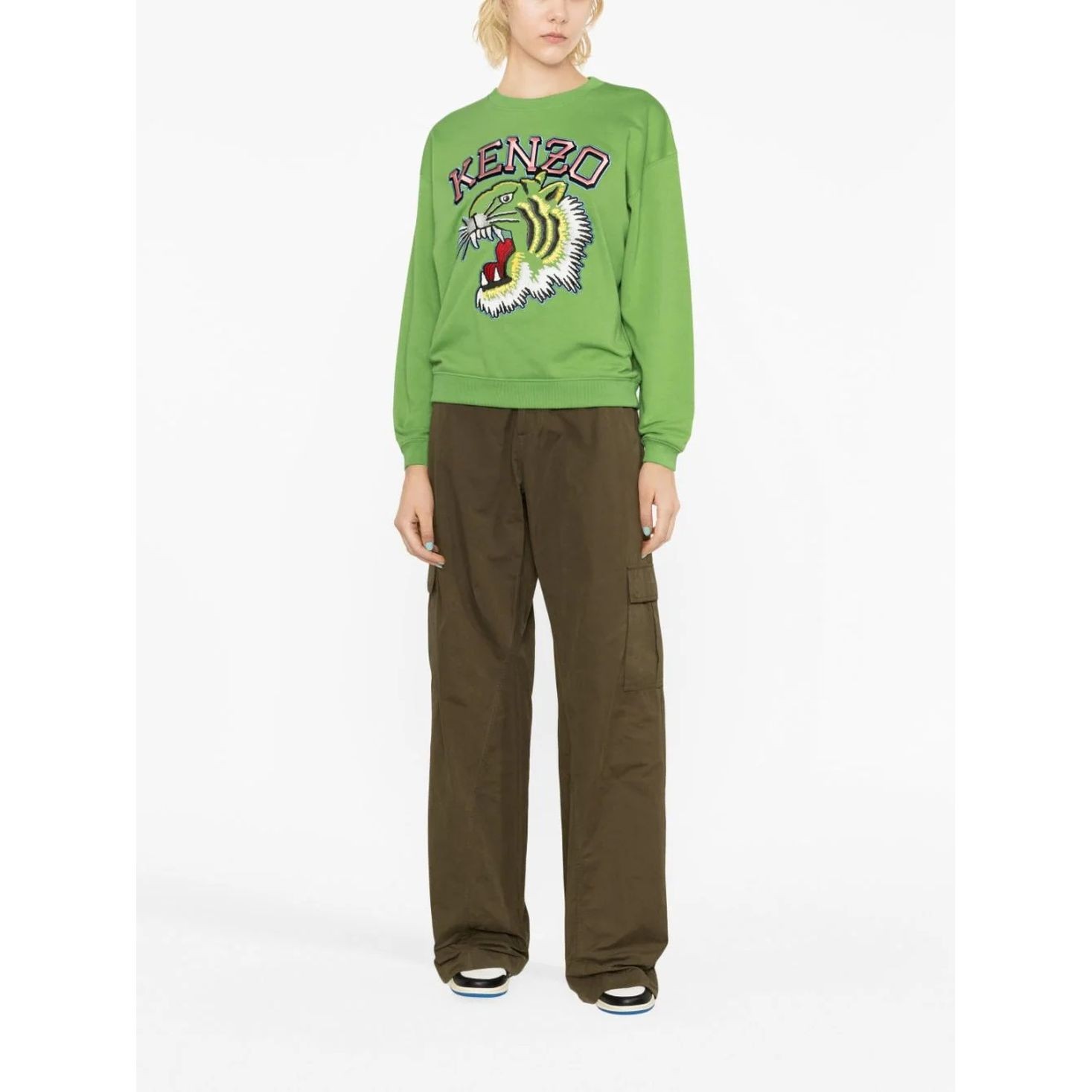 KENZO Sportinis nertinis moterims, Žalia, Tiger varsity sweatshirt 2