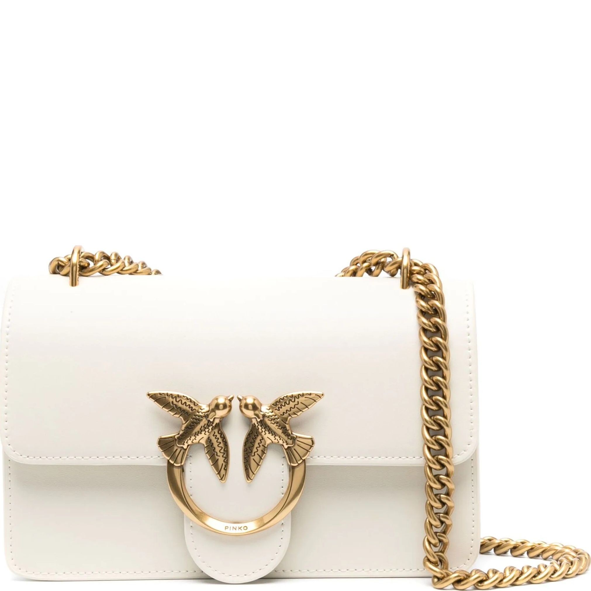 PINKO Rankinė per petį moterims, Balta, Love one mini crossbody bag 1