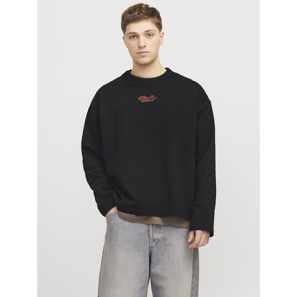JACK & JONES Megztinis vyrams, Juoda, Retiro back sweat 3