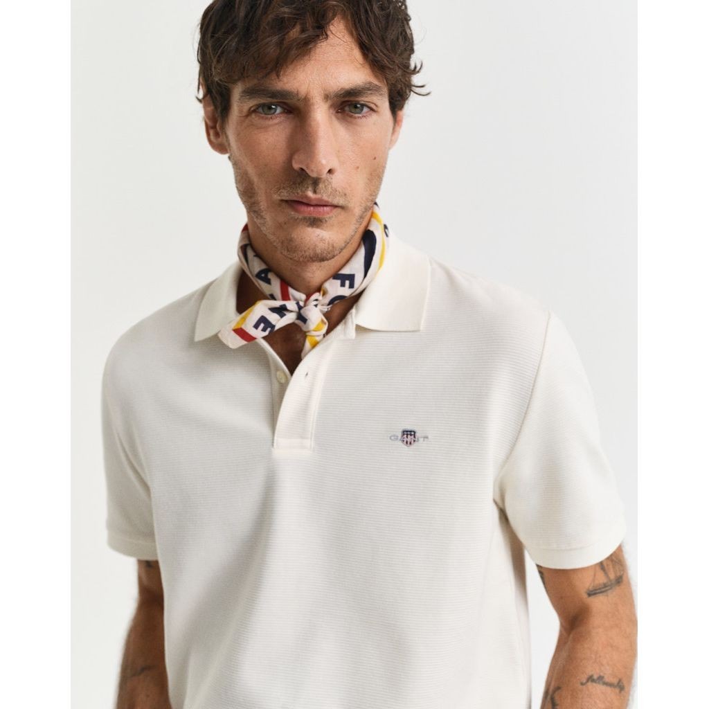 GANT Polo marškiniai trumpos rank. vyrams, Smėlio, Textured polo 4