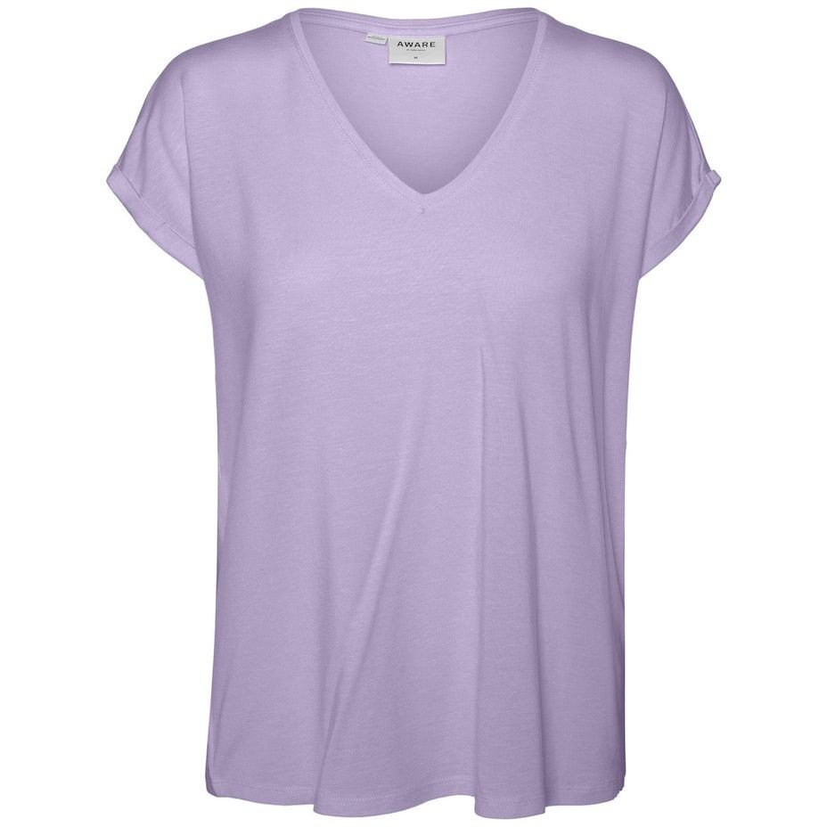 VERO MODA Marškinėliai moterims, Violetinė, VMAVA SS V-NECK 2