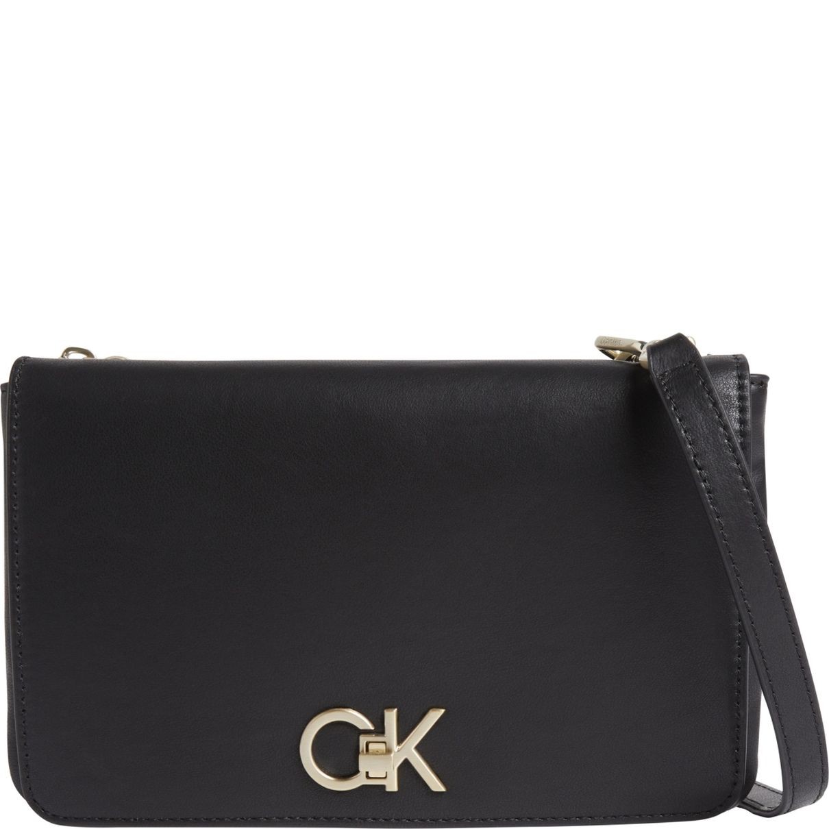 CALVIN KLEIN Rankinė per petį moterims, Juoda, Re-lo double gusett crossbody 1