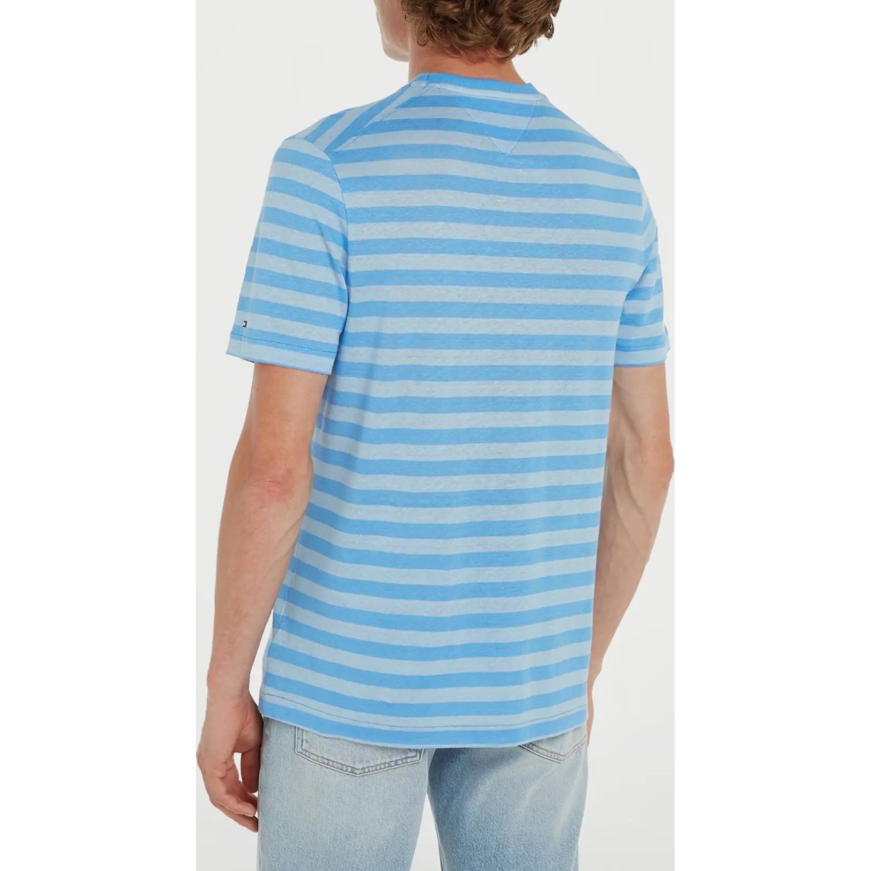 TOMMY HILFIGER Marškinėliai trump. rankovėmis vyrams, Mėlyna, Dc stripe linen tee 3