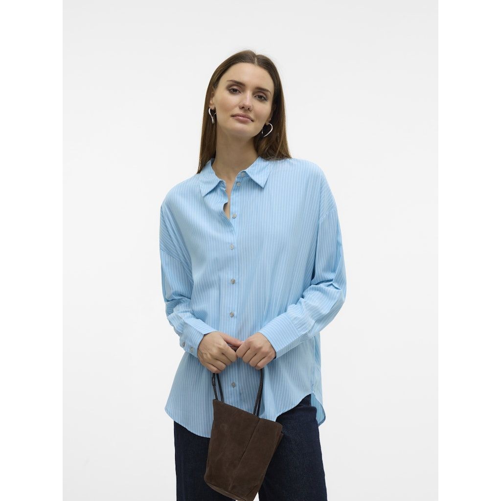 VERO MODA Marškiniai ilgomis rankovėmis moterims, Mėlyna, Nora oversize shirt 2