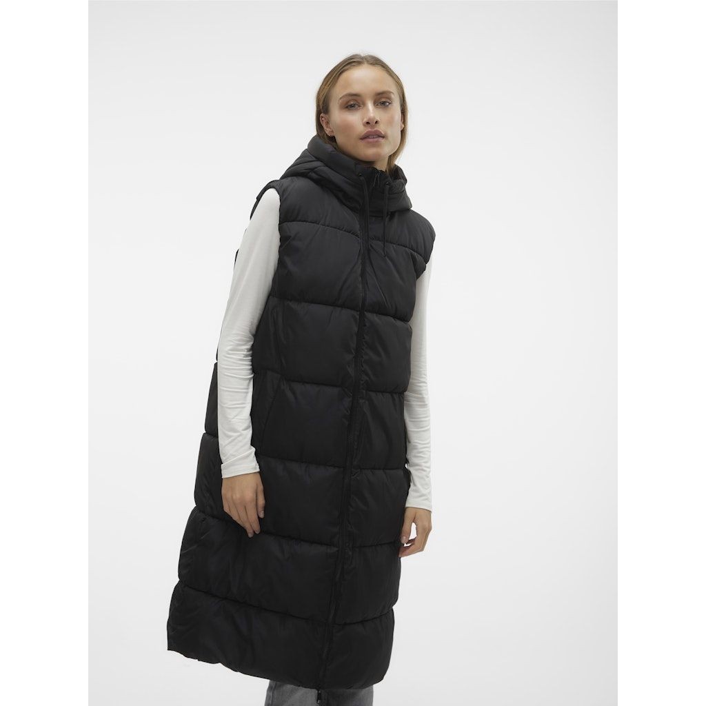 VERO MODA Pūkinė liemenė moterims, Juoda, Ligaane waistcoat 2