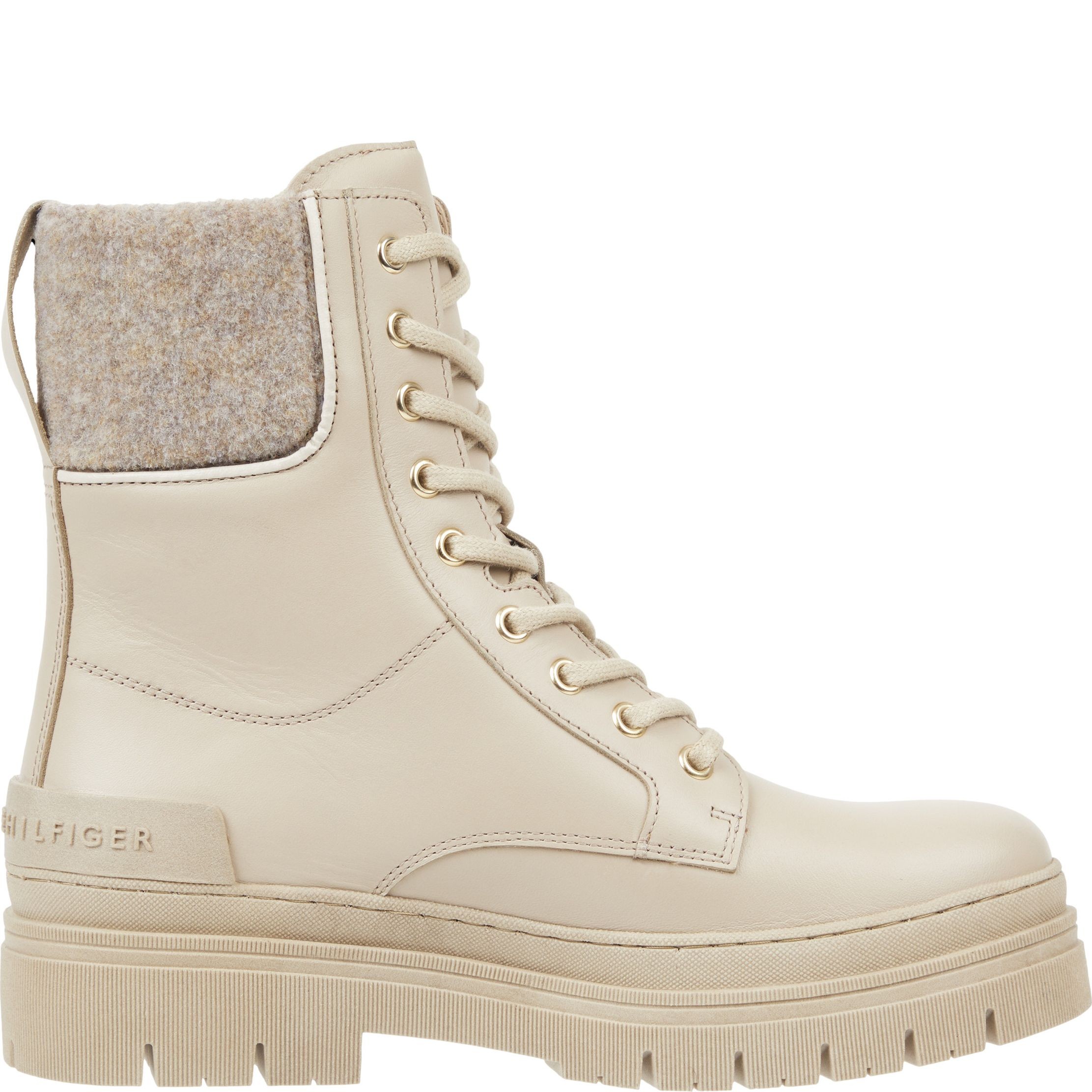 TOMMY HILFIGER Aulinukai moterims, Smėlio, Feminine felt lace up bootie 5