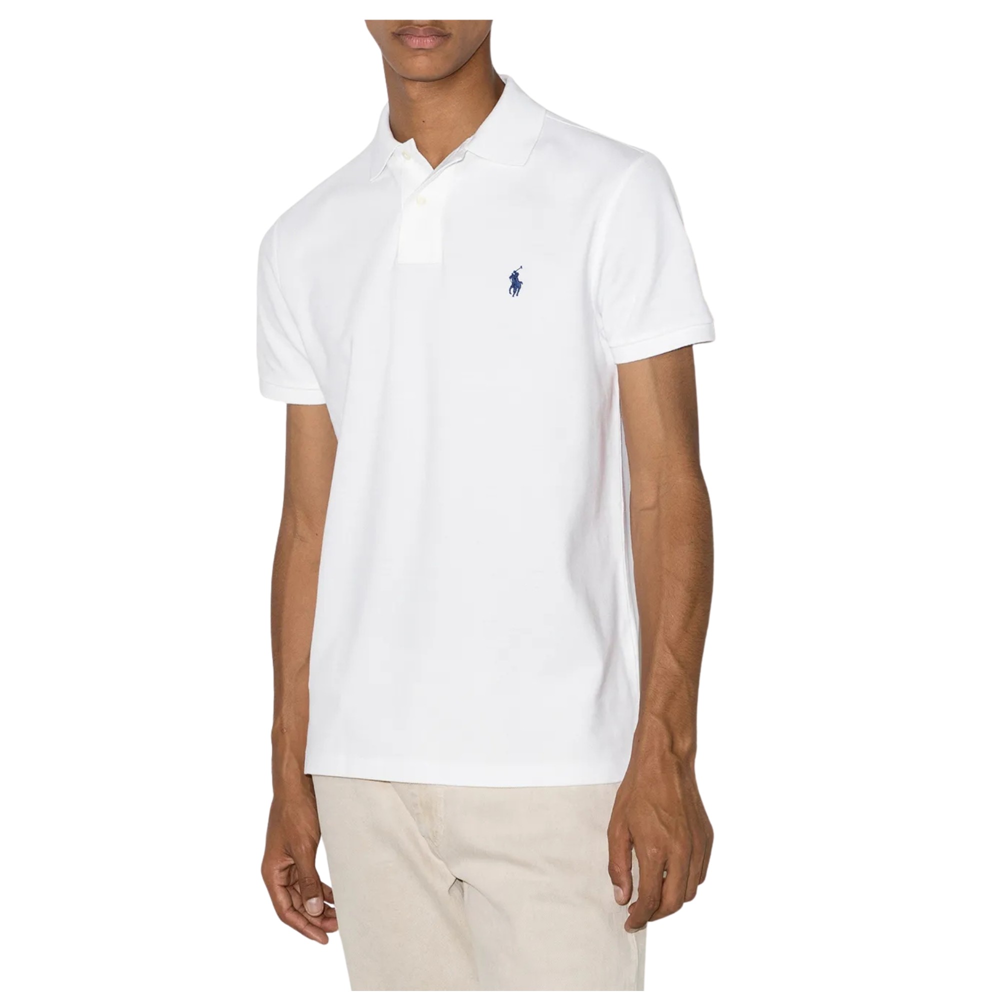POLO RALPH LAUREN Polo marškiniai trumpos rank. vyrams, Balta, Custom slim fit mesh polo 2