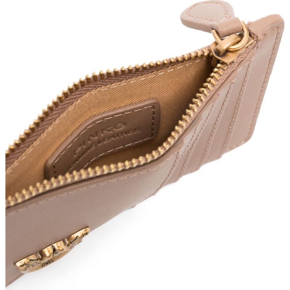 PINKO Kortelių dėklas moterims, Kūno, Love bird leather cardholder 3