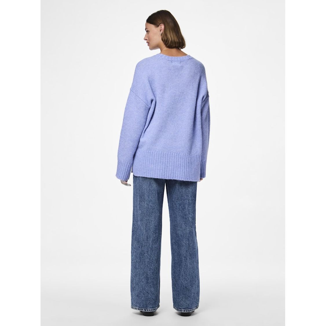 PIECES Megztinis moterims, Mėlyna, Nancy loose o-neck knit 3