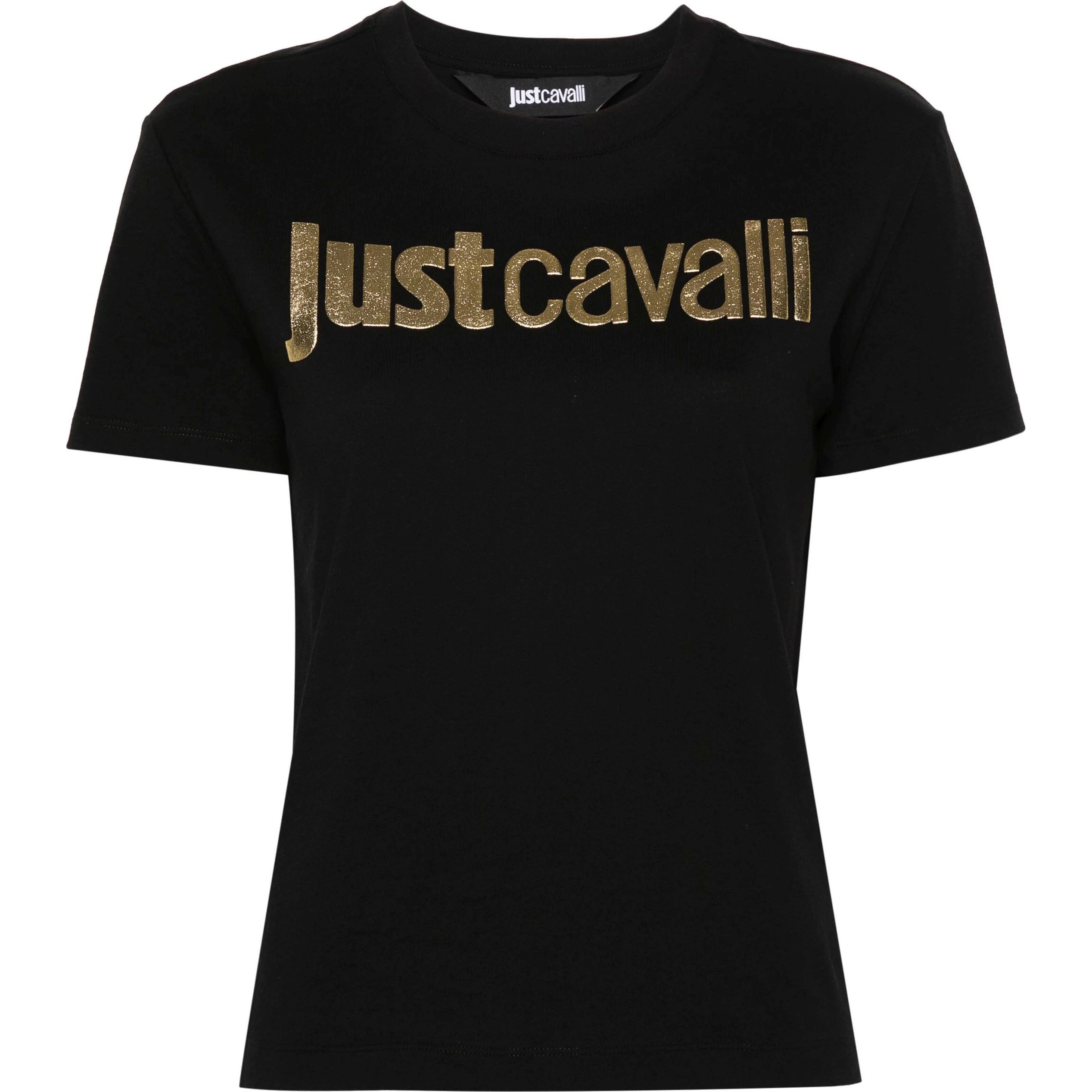 JUST CAVALI Marškinėliai trump. rankovėmis moterims, Juoda, Logo-print t-shirt