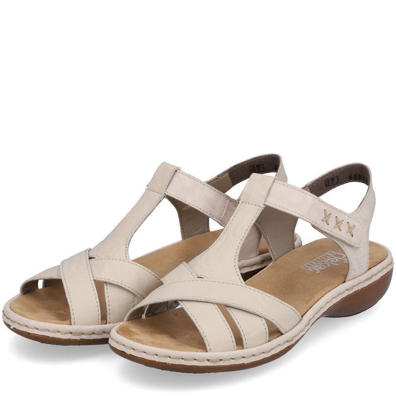 RIEKER Basutės moterims, Smėlio, SANDALS 5