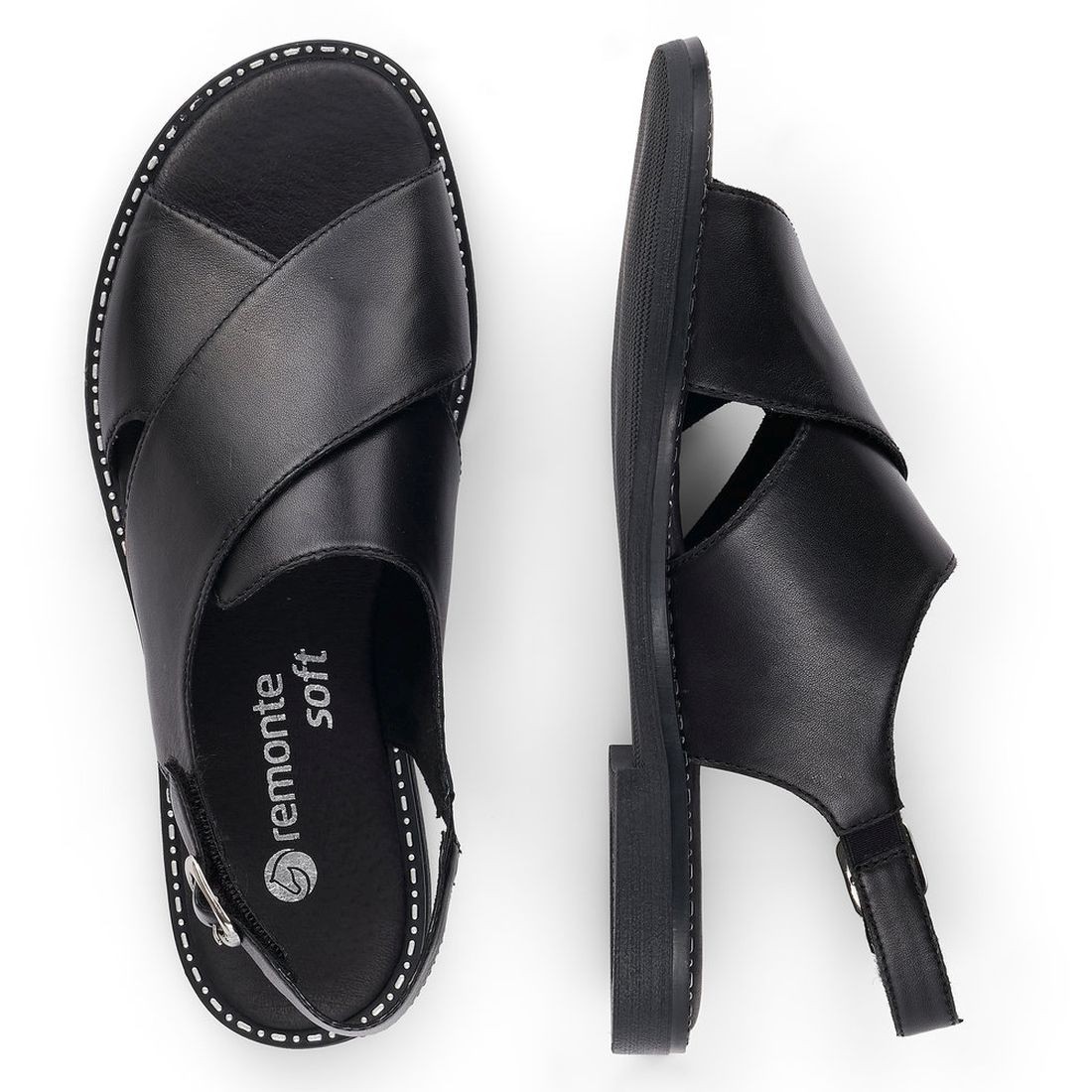 REMONTE Basutės moterims, Juoda, SANDALS 10